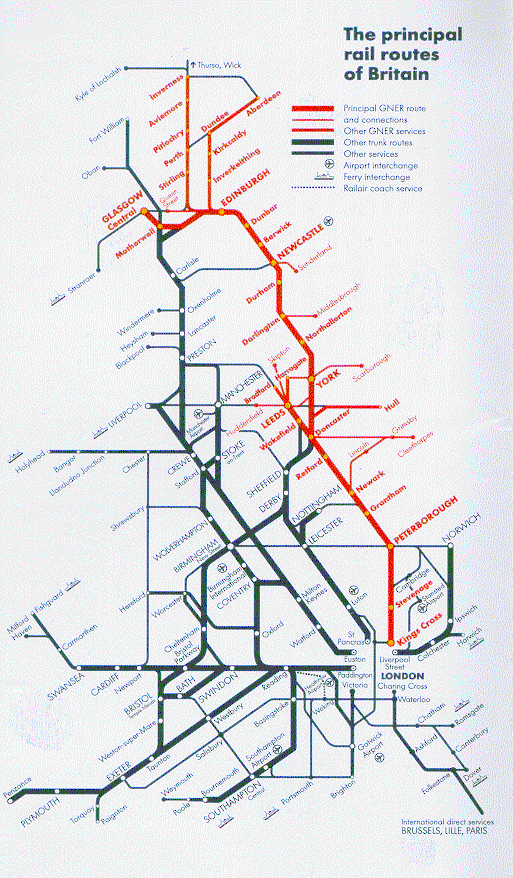 East Coast LNER Virgin GNER & NXEC train / rail maps